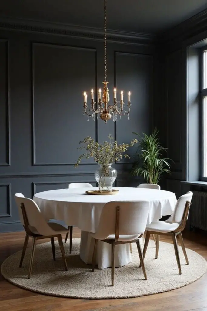 Shadowed pearl gray dining alcove