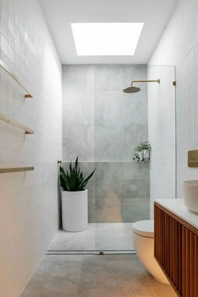 Skylight floods bathroom with natural light