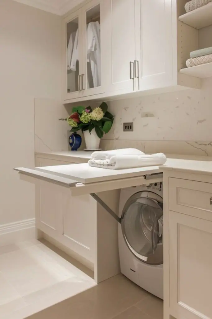 Sliding countertop doubles as folding station