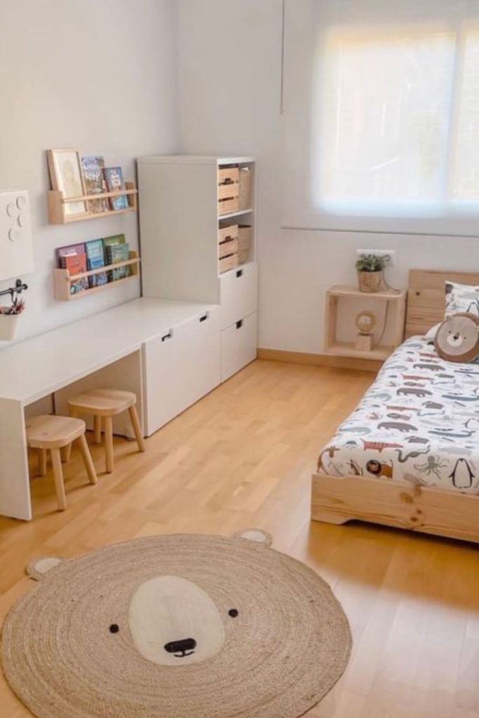 Scandinavian white minimalist kids room decor