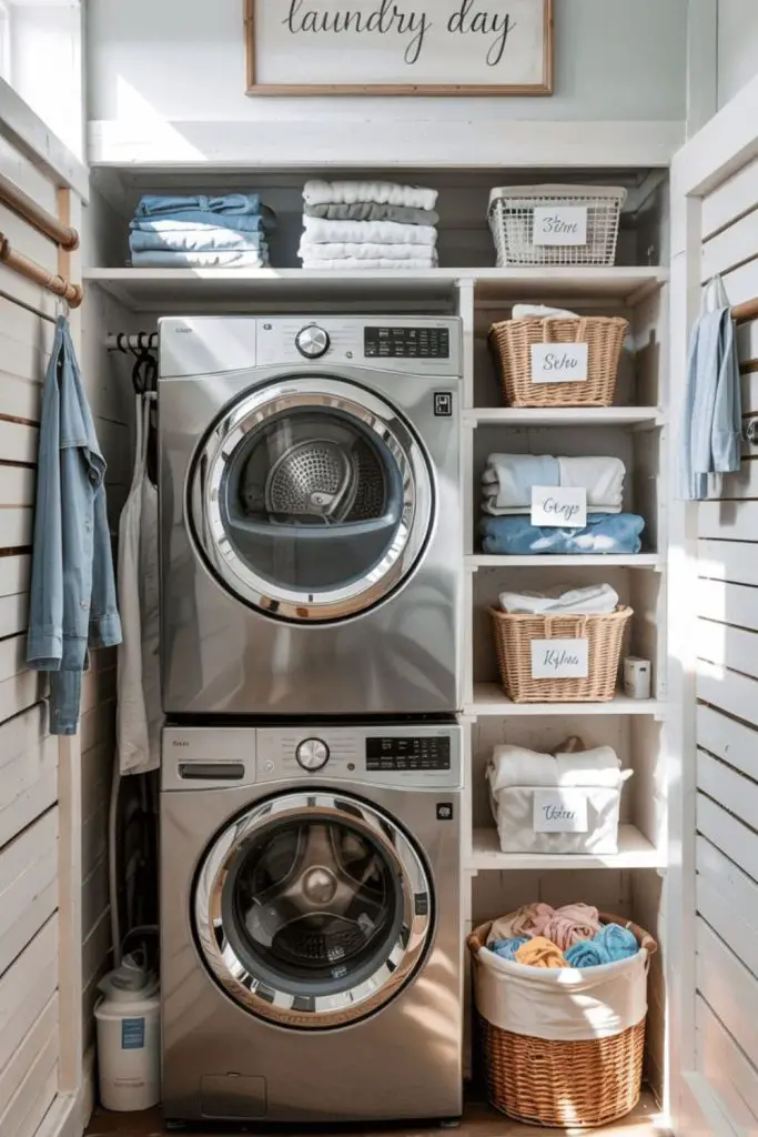 Stackable baskets for sorted laundry