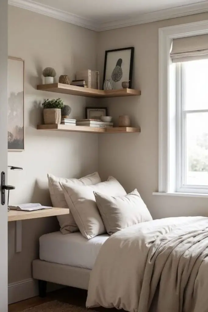 Tall headboard making small room grand