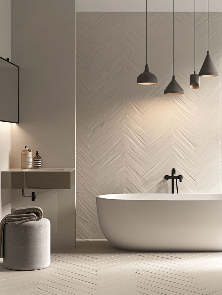 Textured tiles add depth and character.