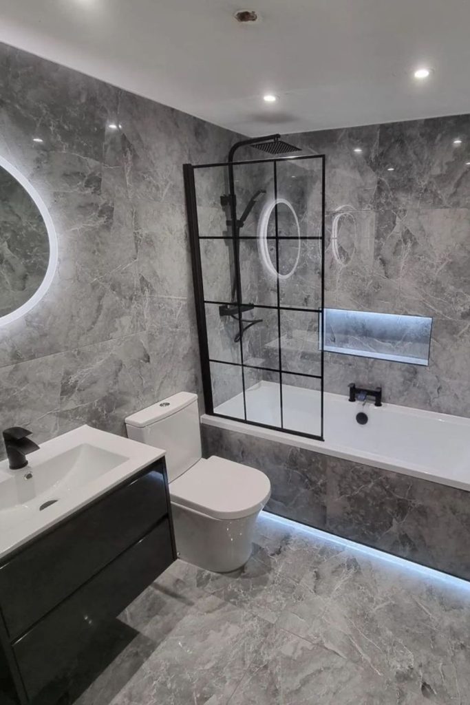 Urban grey wetroom with stone design