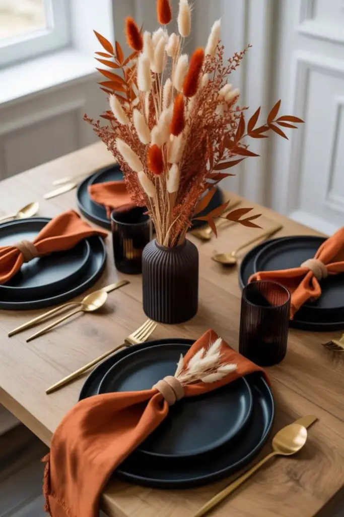 Urban luxe modern autumn dining setup