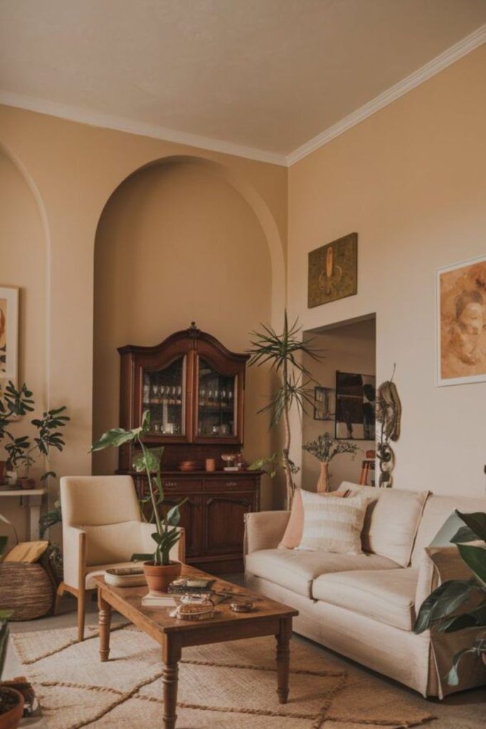 Clay walls with olive tree.