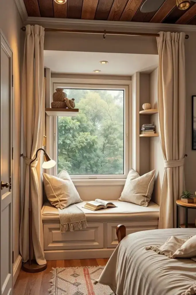 Window seat nook with natural light