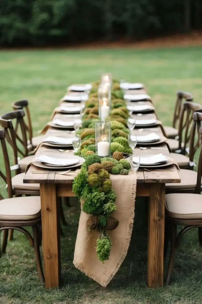 Woodland moss earthy autumn table décor