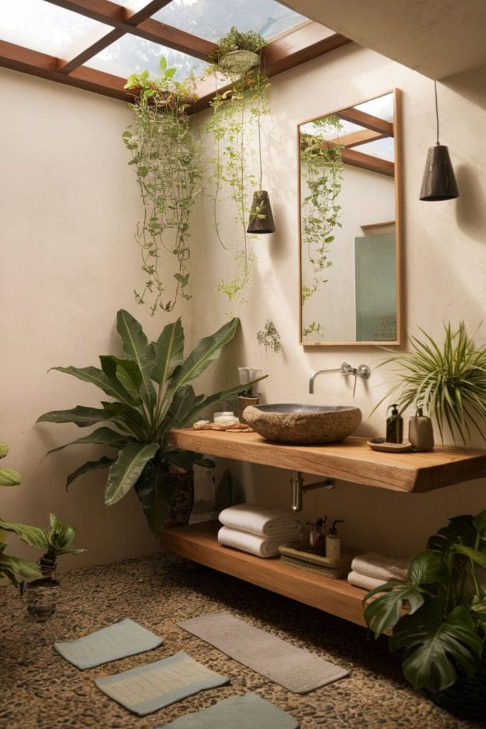 Zen stone bathroom with natural vibe.