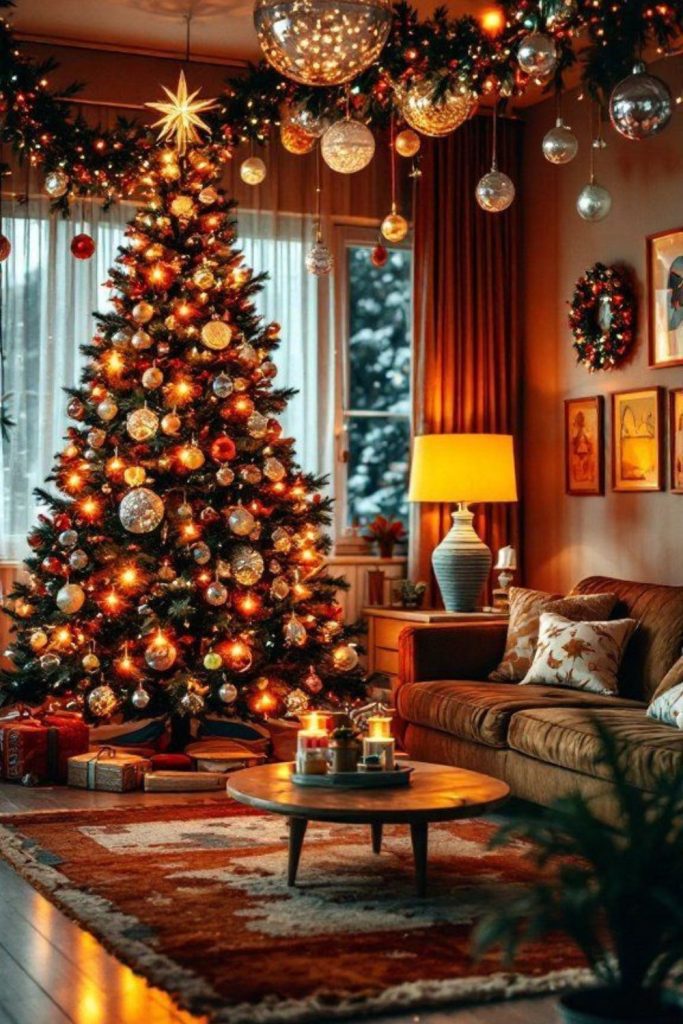 70s retro Christmas with disco accents.