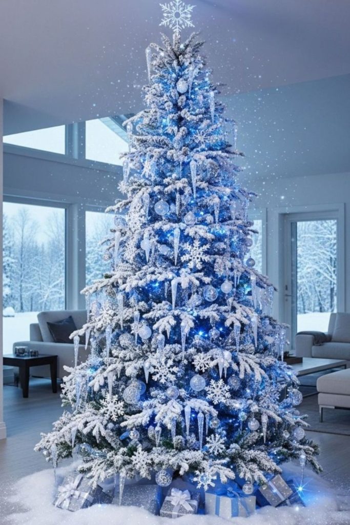 Arctic iris soft blue winter tree 