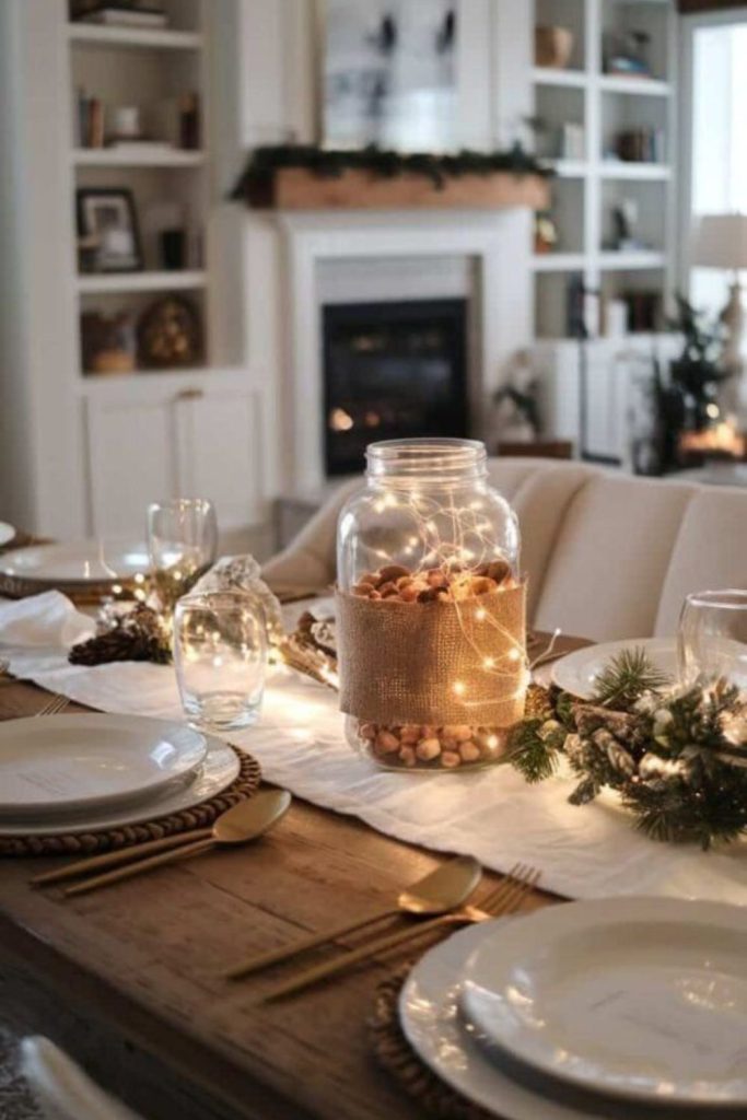 Northern lights-inspired colorful winter setting.