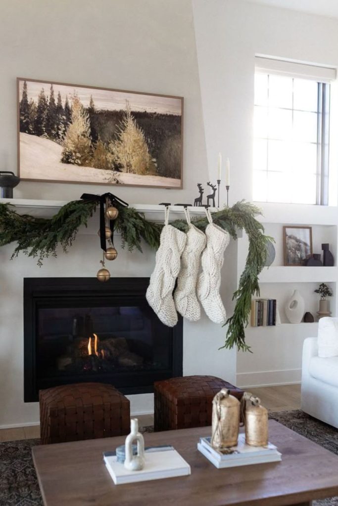 Bare mantel natural minimalist style.