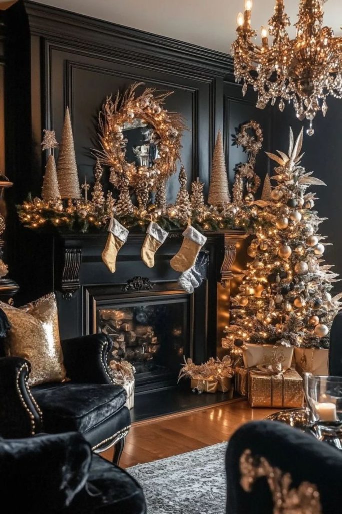 Black and gold luxury holiday decor