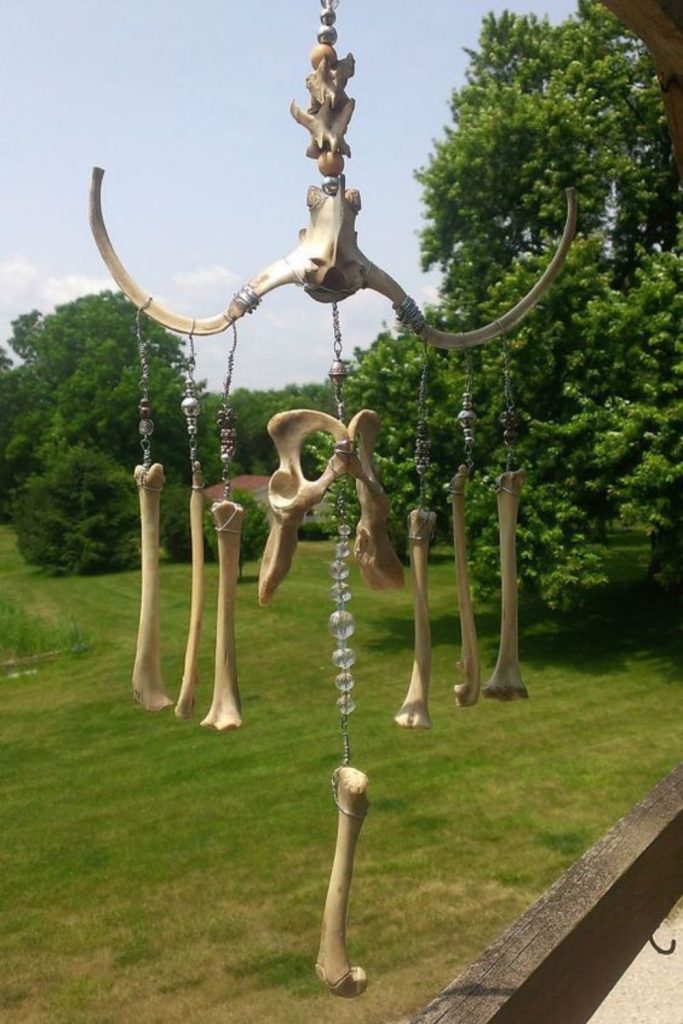 Bone wind chimes rattling in breeze