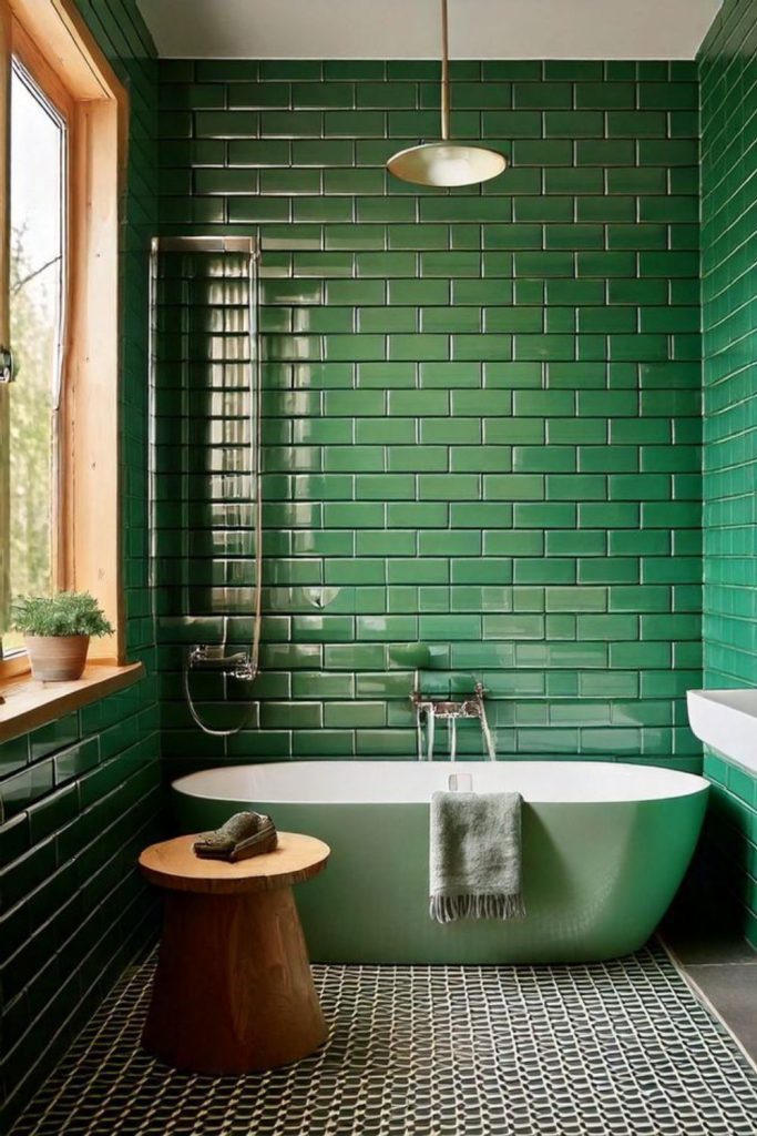 Green botanical small bathroom with plants.