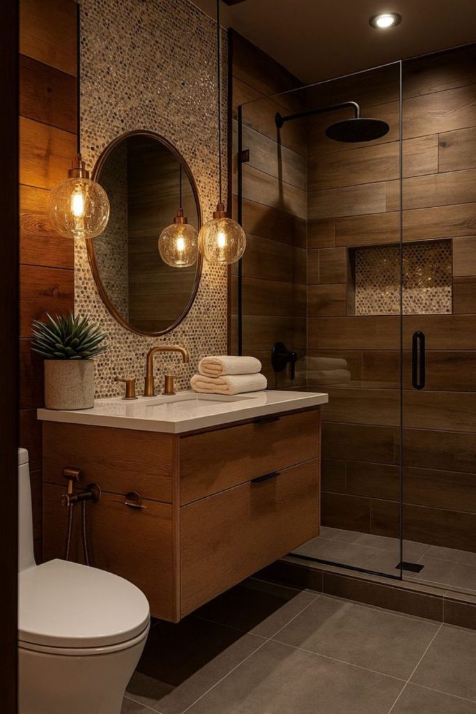 Copper bronze small luxury bathroom glow.