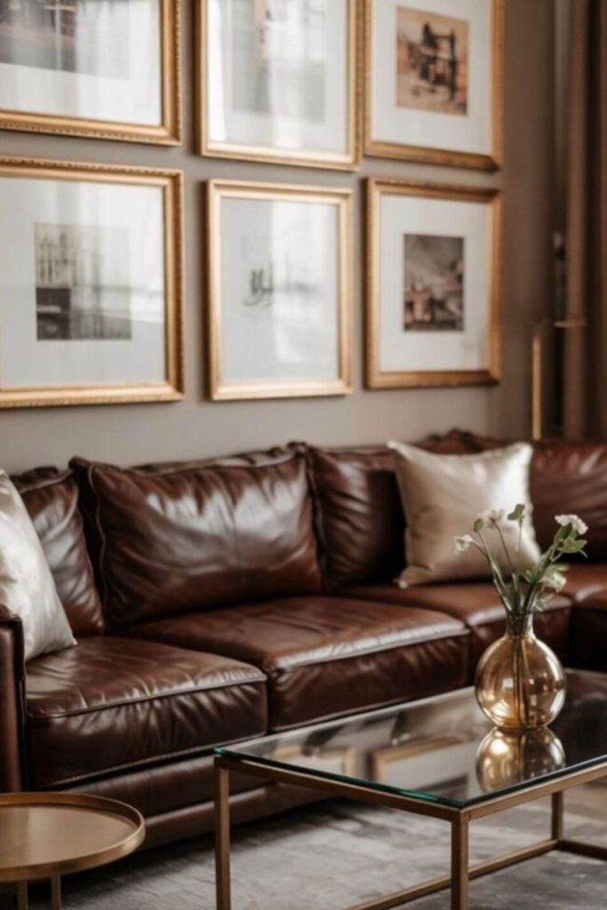 Bronze and leather elegant warm parlor.