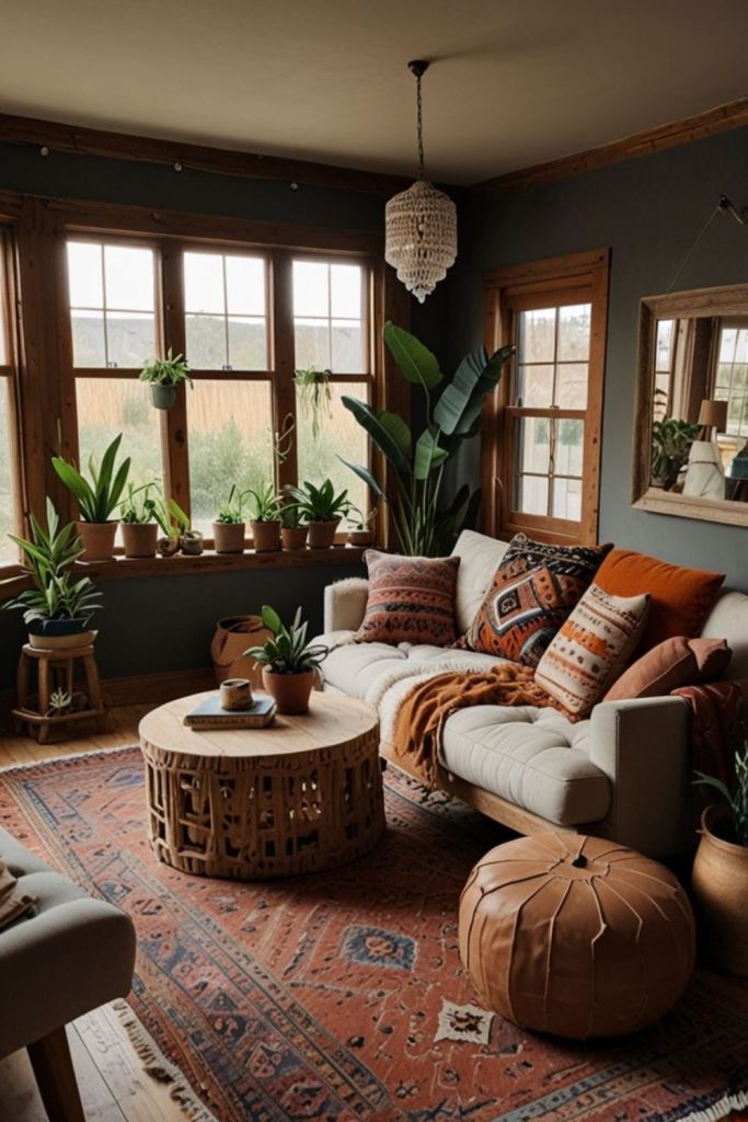 Caramel-toned cozy living space.