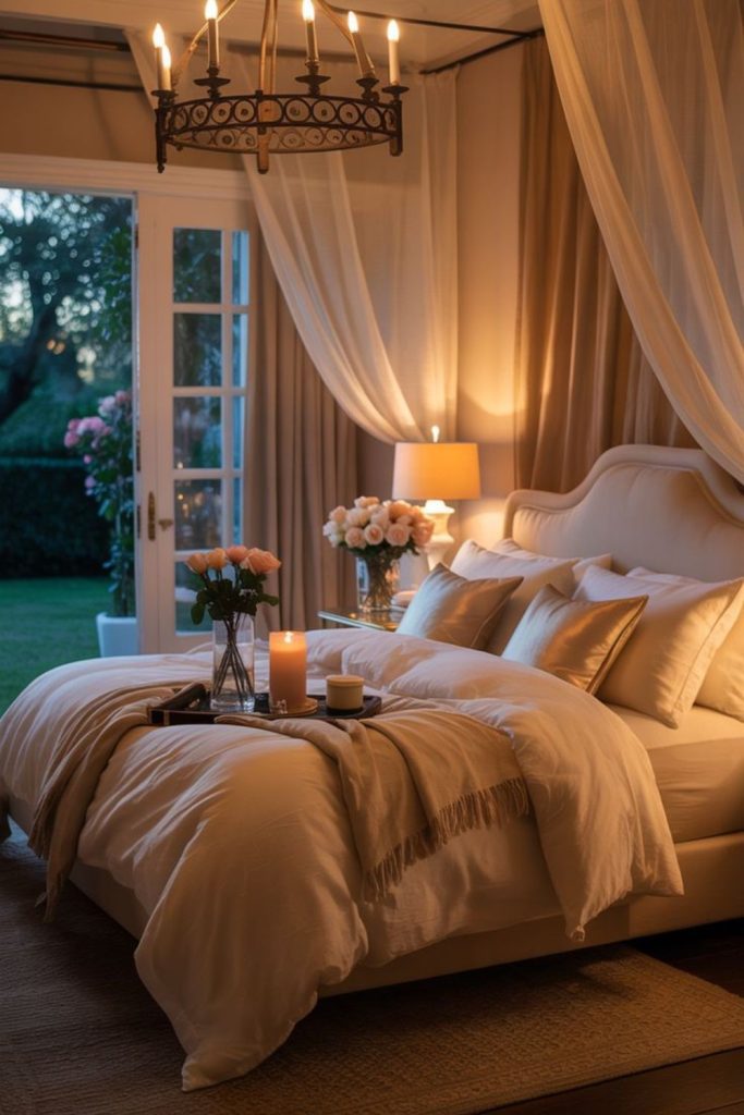 Golden caramel cozy romantic design.