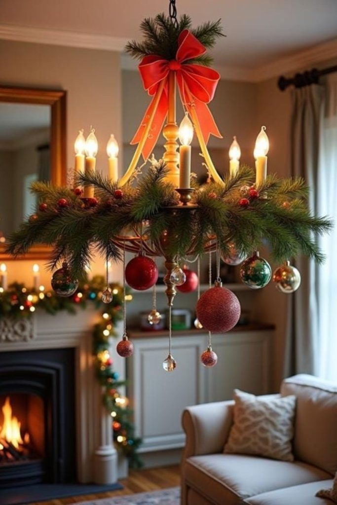 Carnival glass iridescent holiday decorations.