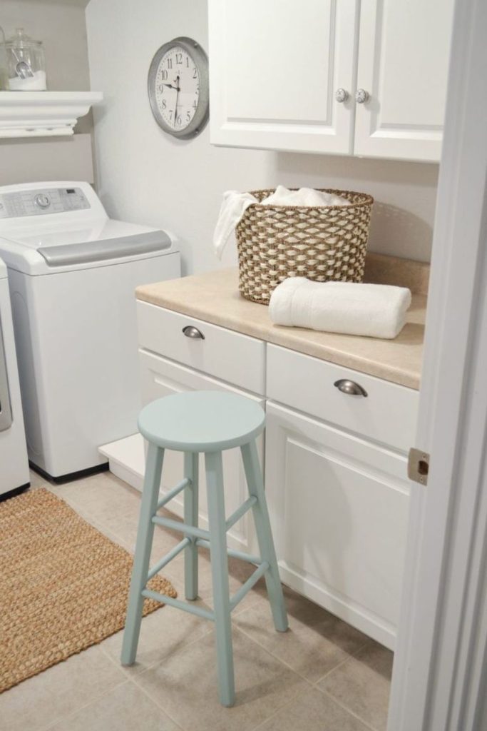 Soft moss toned mini wash station.