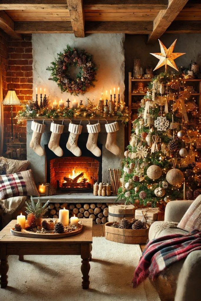 Cinnamon and spice cozy Christmas cottage