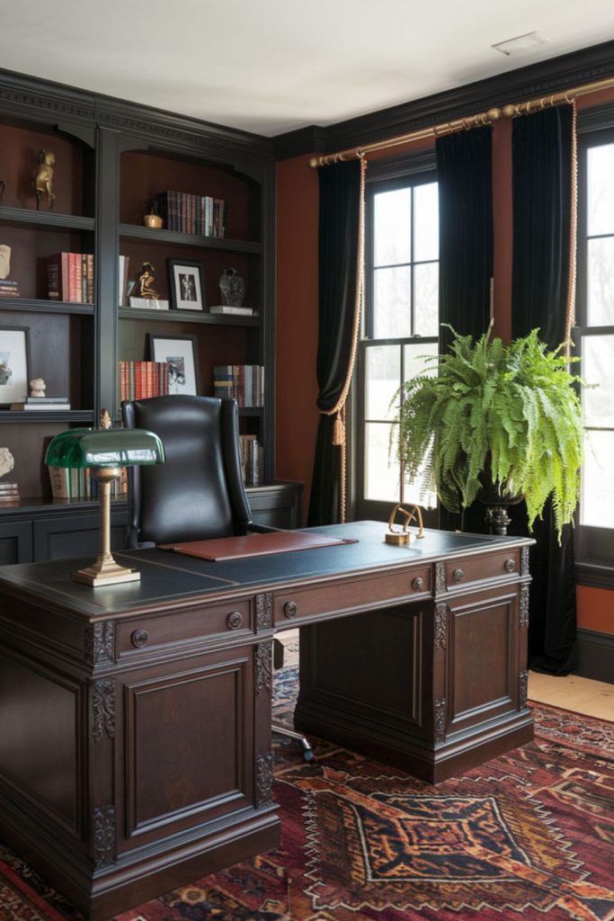 Gentleman’s office with mahogany and leather