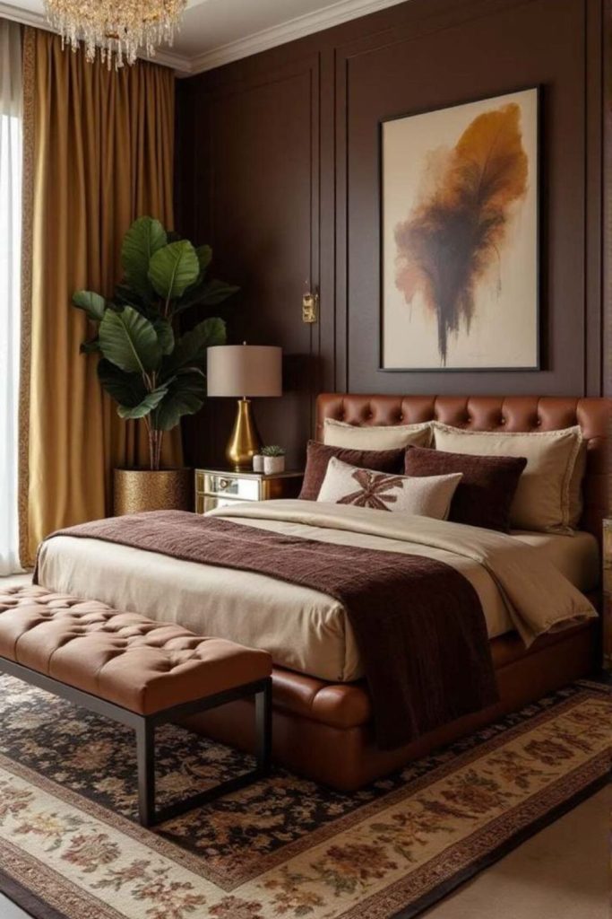 Minimalist cocoa-toned peaceful den.