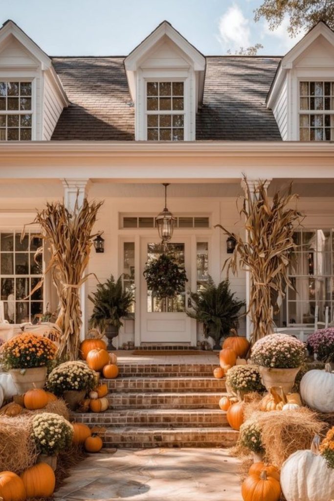 Corn husk porch with warm tones.
