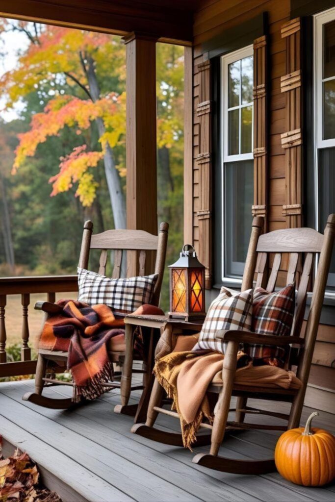Country-style porch with rocking chairs.