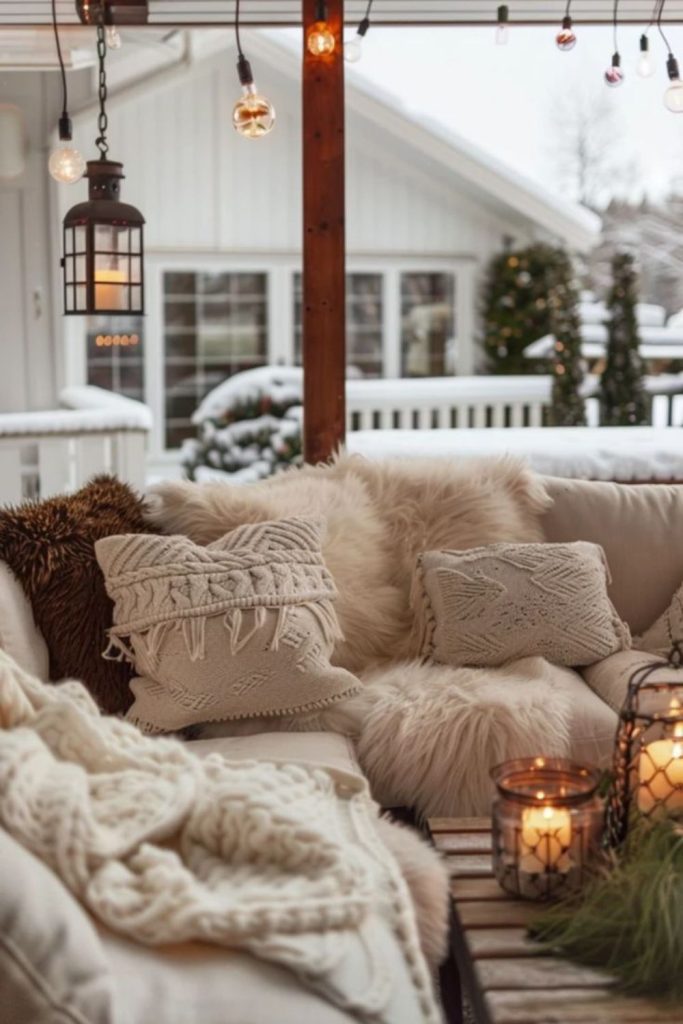 Cozy fir-filled corner porch setting.