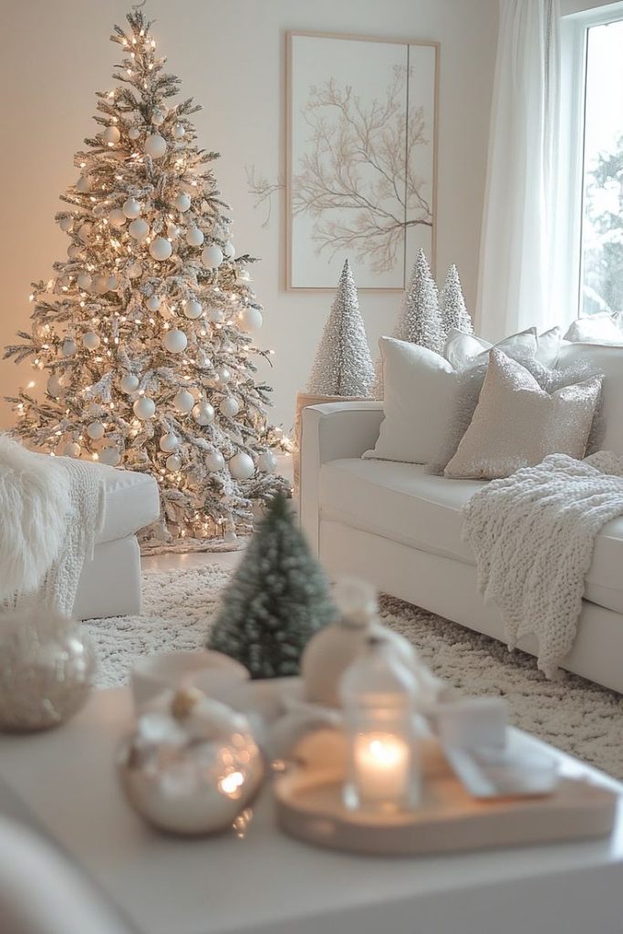 Cozy white knitted cottage décor