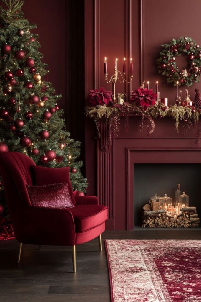 Cranberry velvet romantic holiday theme