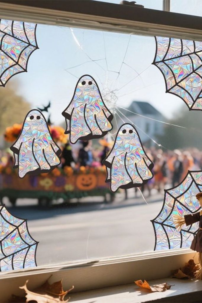 Spider web and ghost window cling designs.