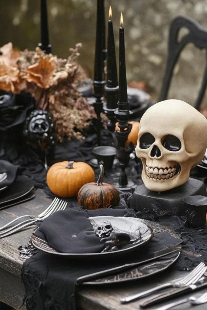 Crypt keeper feast with bone cutlery.