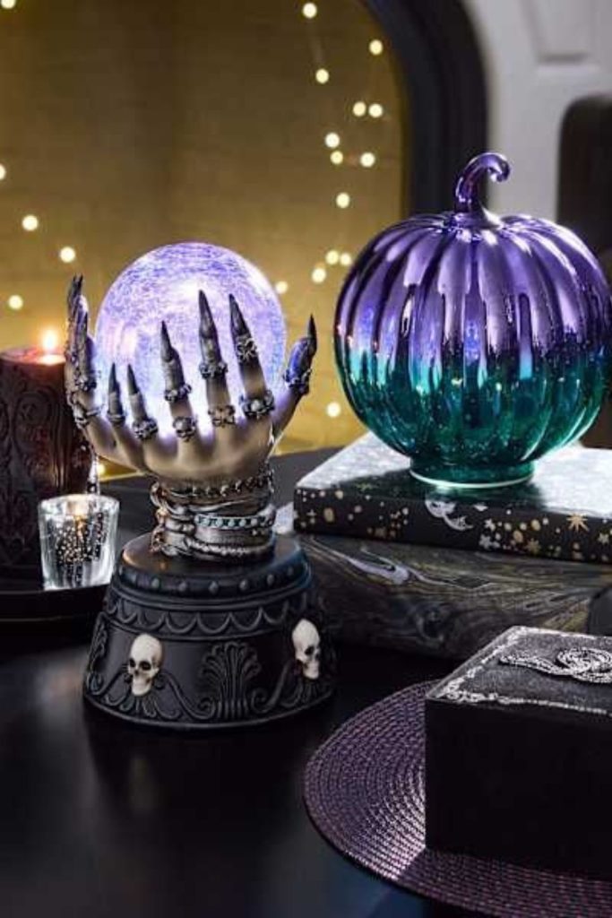 Crystal ball mystical Halloween table.