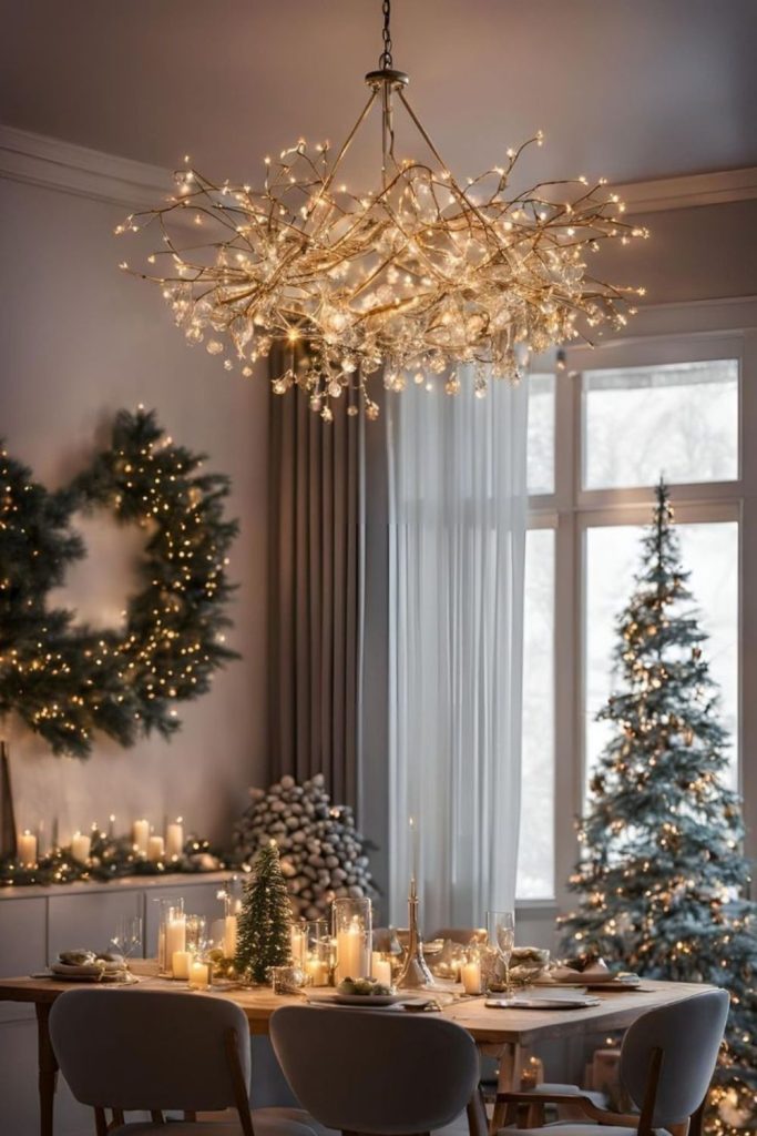 Crystal icicle chandelier with winter sparkle