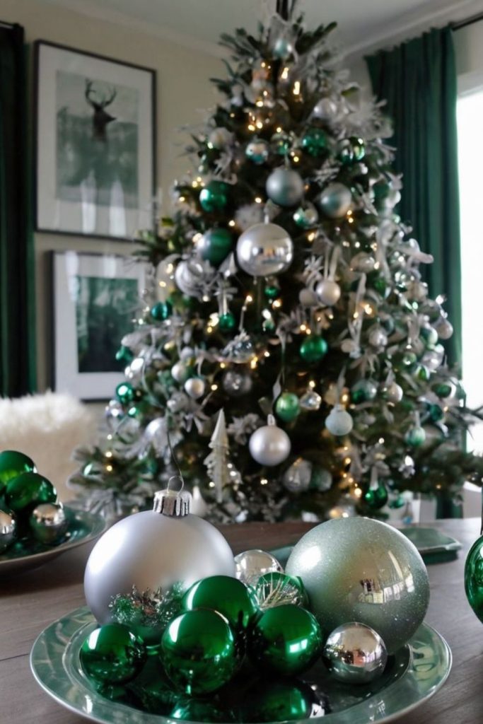 Frosted evergreen crystal holiday decor