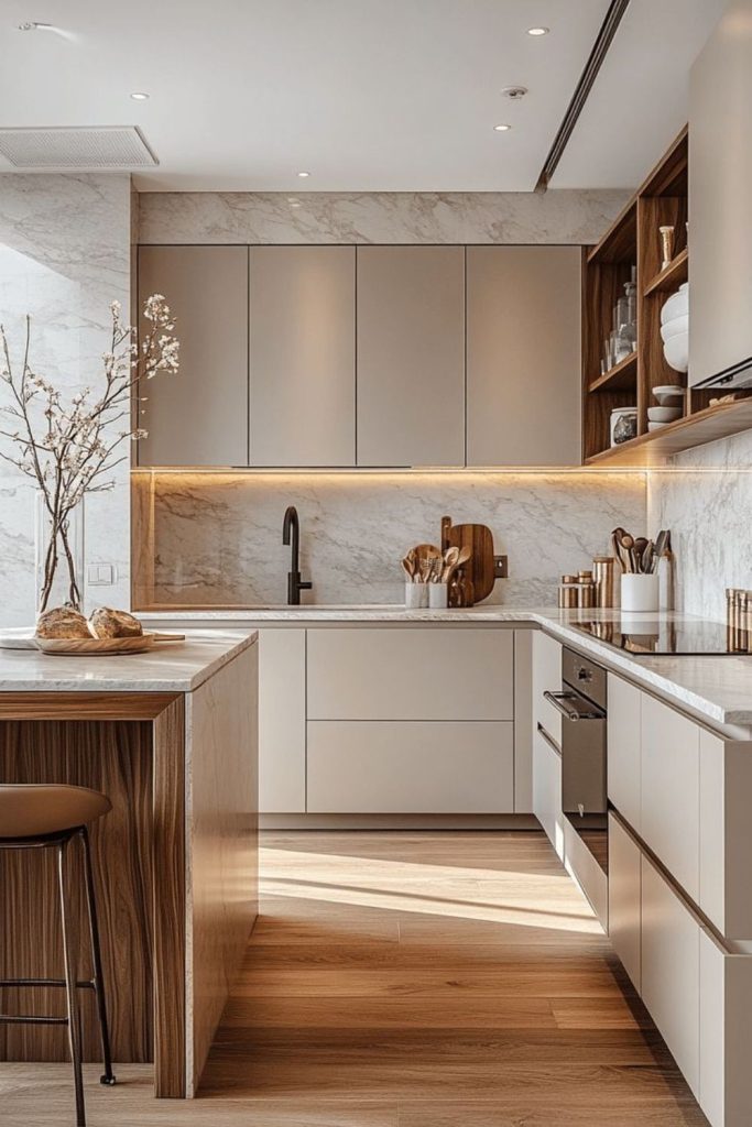 Desert-inspired neutral kitchen design.