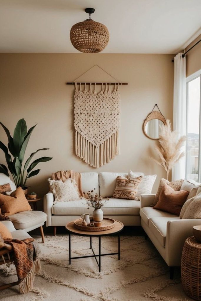 Desert-inspired beige cozy alcove design.