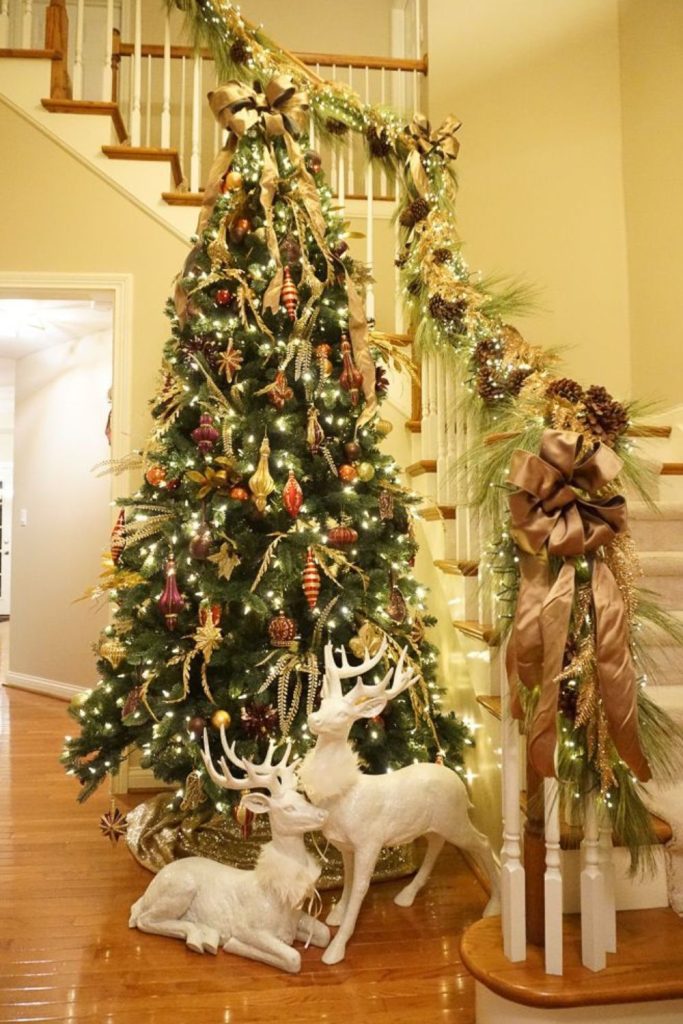 Evergreen forest holiday living room scene