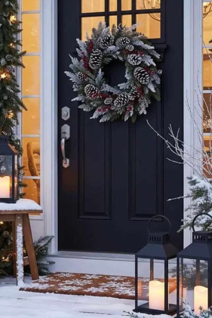 Birch and silver frosted porch elegance.