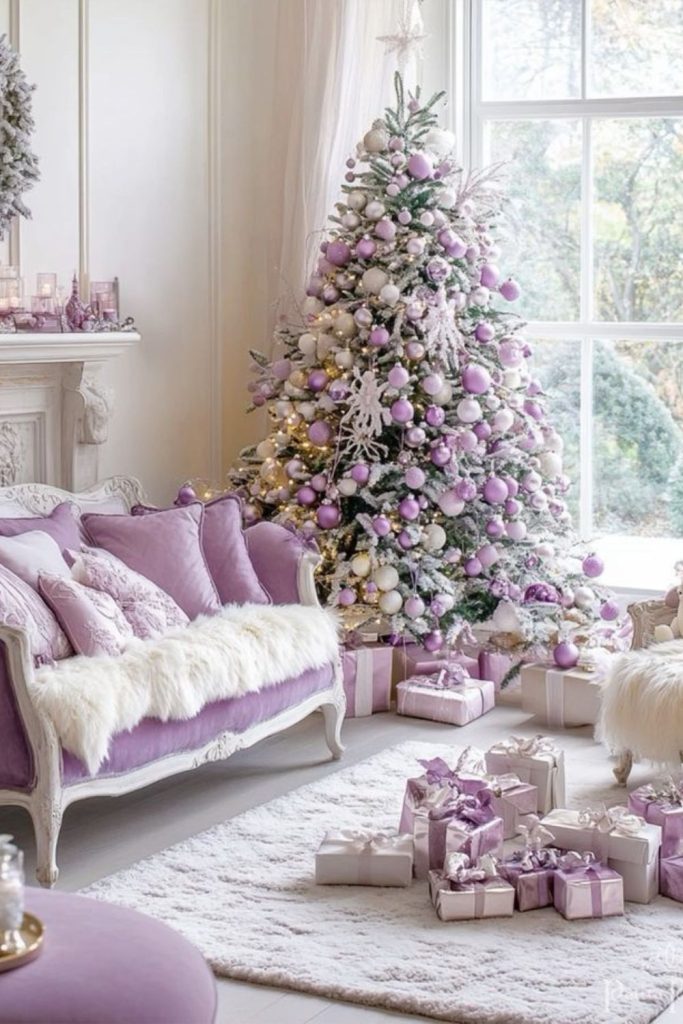 Lavender frosted moonlit Christmas décor