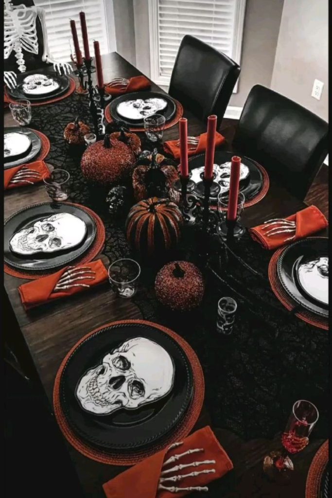 Ghoul face placemats with creepy designs.