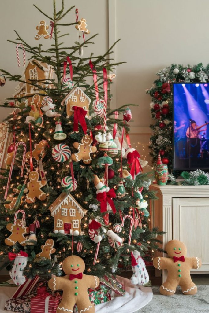 Gingerbread-themed warm vintage holiday decor.