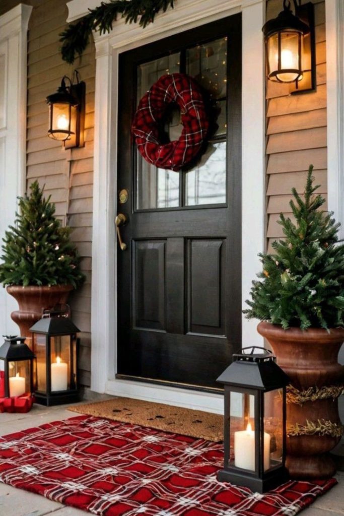 Sparkling whimsical porch with frosty lights.