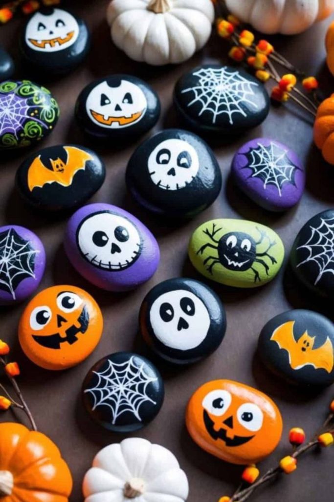 Glow-in-dark rocks painted by kids.