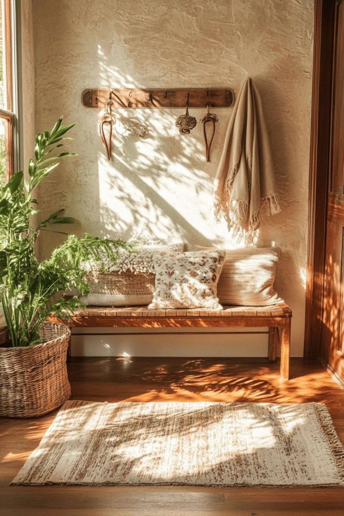 Golden clay walls with rustic warmth.