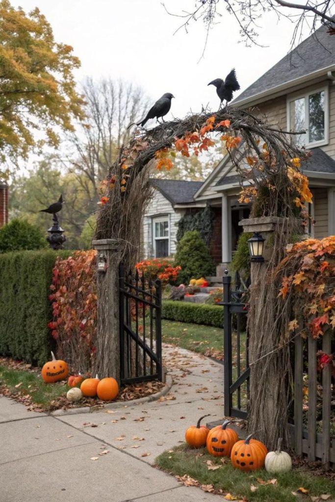 Spooky carnival entrance with eerie arch